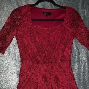 Maroon lace skater dress